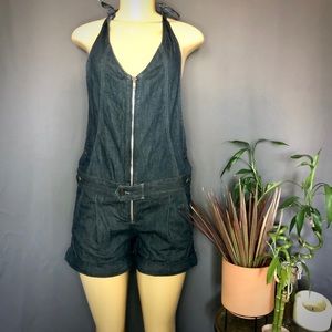 GOLDSIGN Denim Zip-up Romper